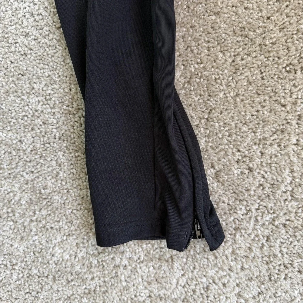 Adidas Track Pants Mens Medium Black Primegreen Elastic Waist Pockets Tapered
